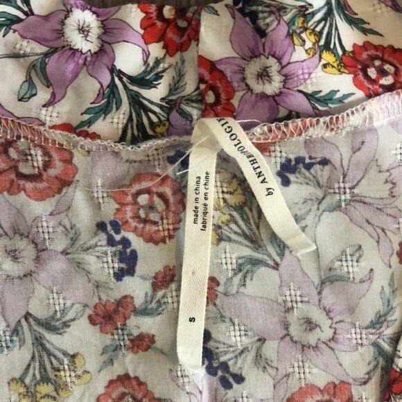 ANTHROPOLOGIE FLORAL SHORT SLEEVE KIMONO CARDIGAN SIZE SMALL - Picture 3 of 5